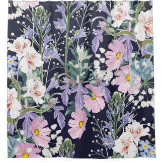 Spring Wildflowers: Dark Blue Vintage.