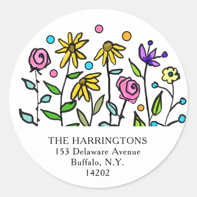 Spring Wildflowers Floral Return Address Label (Front)