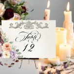 Spring Wildflowers - Ivory Table Number<br><div class="desc">This lovely design features a nature inspired background embellished with wildflowers, a scroll design and a place for the table number. To edit the table number: change the number individually and add to your cart. Designed to coordinate with the Springtime Wildflowers Wedding Collection. To change details, click «Personalize». To move...</div>