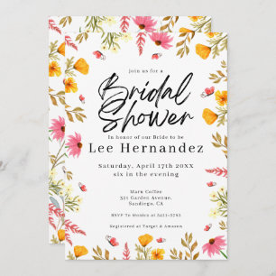 Spring Wildflowers Modern Bridal Shower Invitation