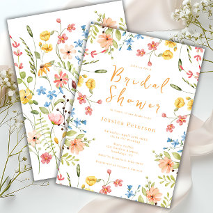 Spring Wildflowers Modern Bridal Shower Invitation