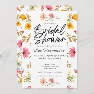 Spring Wildflowers Modern Bridal Shower Invitation