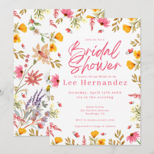 Spring Wildflowers Modern Bridal Shower Invitation