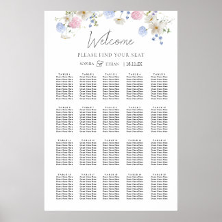 Spring Wildflowers Purple Wedding Seating Chart