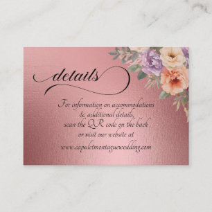Spring Wildflowers, QR Code - Rose Gold Enclosure Card