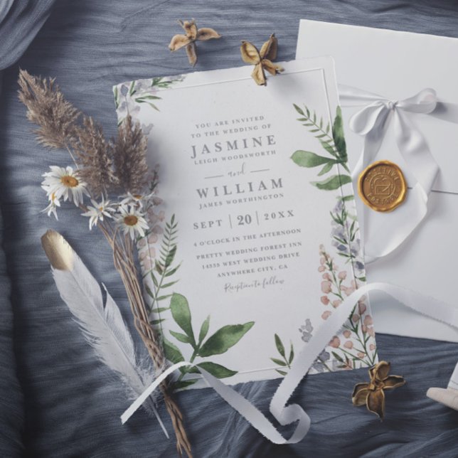 Spring Wildflowers Rustic Elegant Modern Wedding Invitation (Creator Uploaded)
