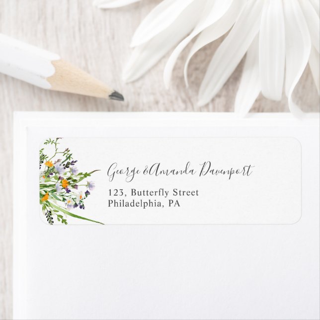 Spring Wildflowers Wedding Return Address Label (Insitu)