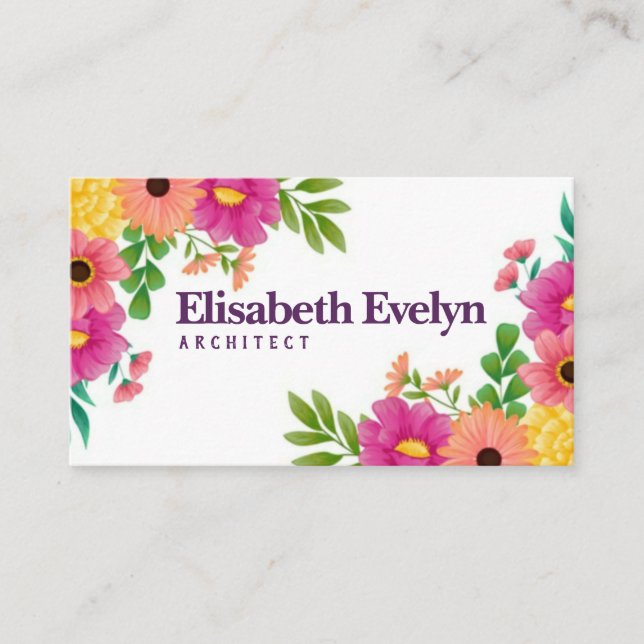 Spring with colorful flowers business card (Front)