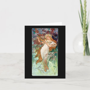 Spring Woman Personified 1896 Alphonse Mucha Stick Card