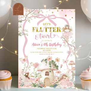 Spring woodland fairy flutter and twirl birthday invitation