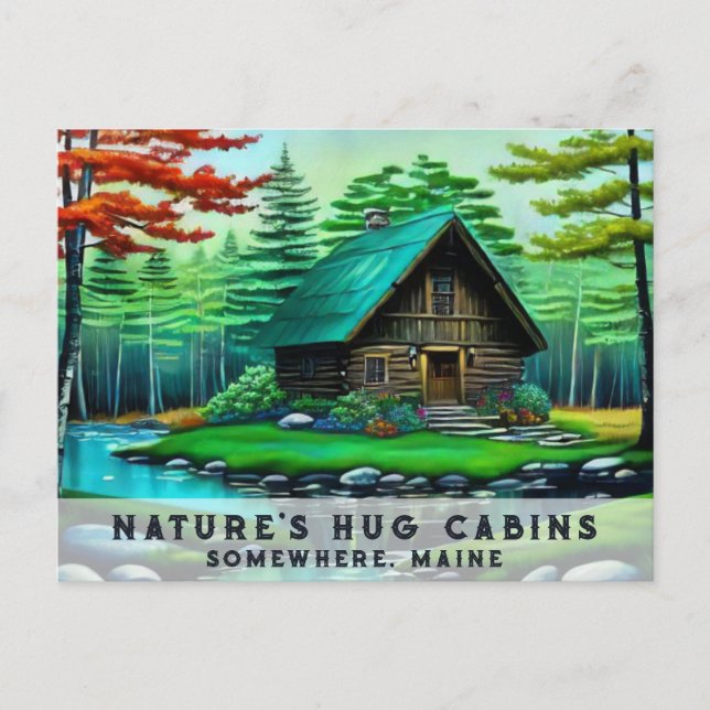 *~* Spring Woods Cabin Colourful Fantasy Art  AP49 Postcard (Front)