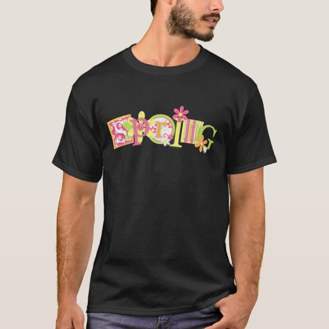 Spring Word Colourful Clipart T-Shirt (Front)