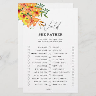 Spring Would she rather bridal shower game