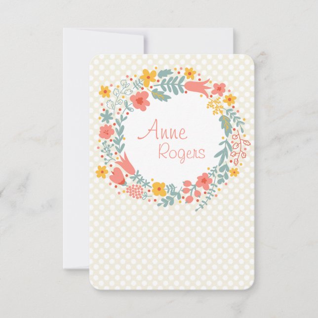 Spring Wreath Thank You/Notecard 2 Invitation (Front)