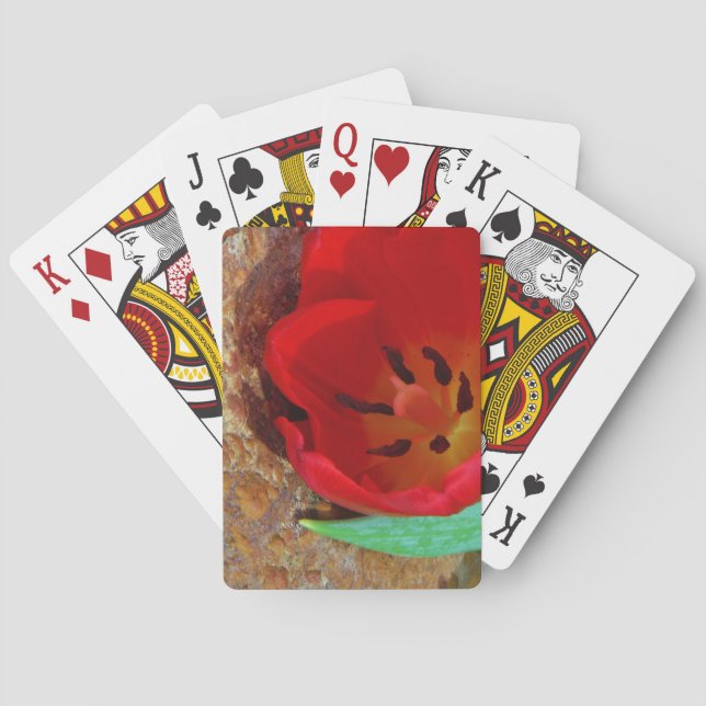 Spring yellow and Red Tulip Playing Cards (Back)