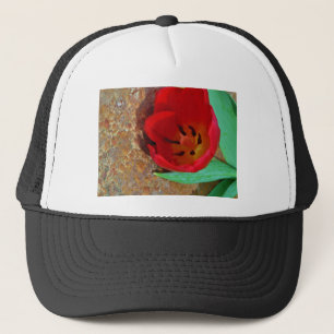 Spring yellow and Red Tulip Trucker Hat