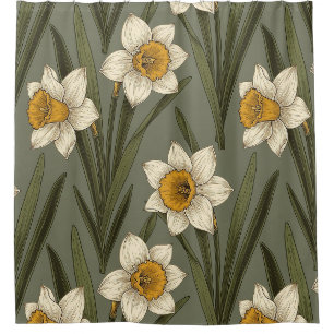 Spring Yellow Daffodil Floral Botanical Pattern