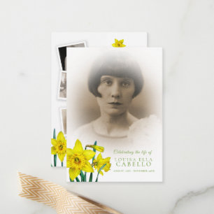 Spring yellow daffodil flowers photos poem card