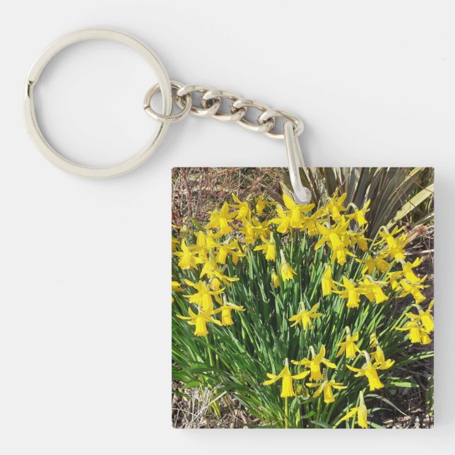Spring Yellow Daffodils Acrylic Key Ring (Front)