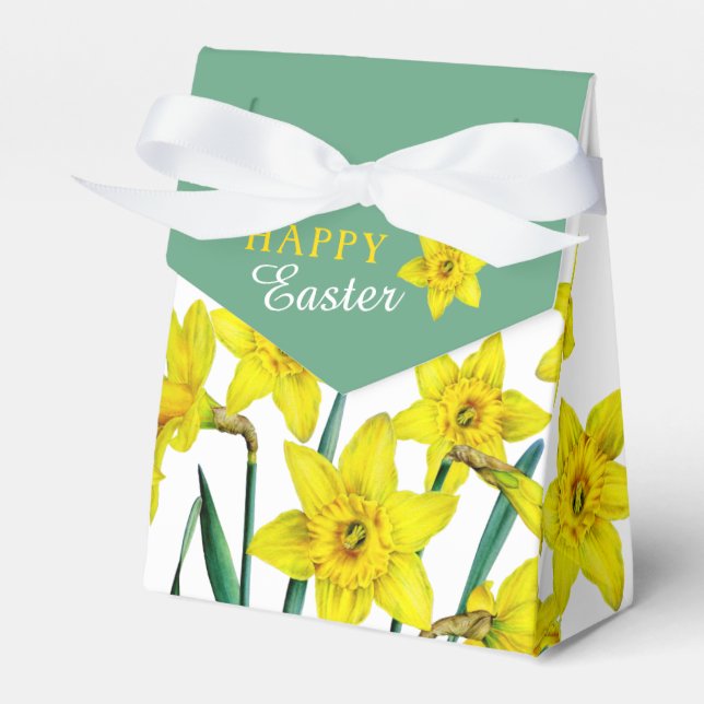 Spring yellow daffodils art thank Happy Easter Favor Box (Front Side)