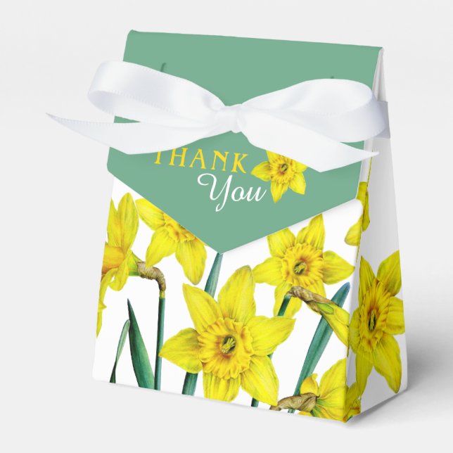 Spring yellow daffodils art thank you gift favor box (Front Side)