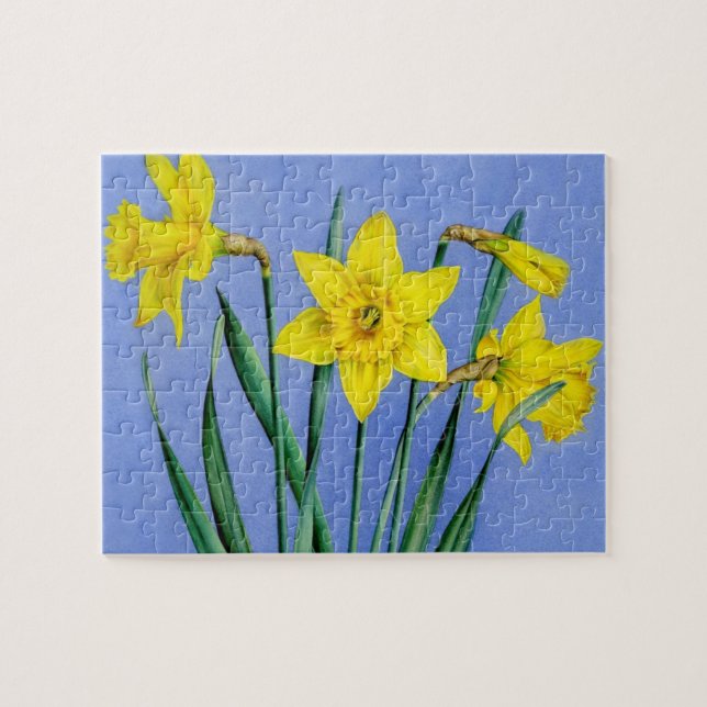 Spring yellow daffodils Watercolor gouache art Jigsaw Puzzle (Horizontal)