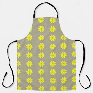 Spring yellow flowers on abstract grey background apron