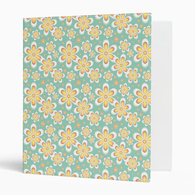 Spring Yellow Flowers on Green Binder (Front/Inside)