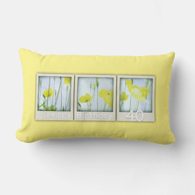 Spring Yellow Poppies 40th Birthday Pillow (Front)