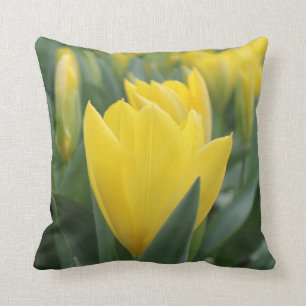 Spring Yellow Tulip Throw Pillow