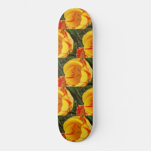 Spring Yellow Tulips Skateboard (Front)