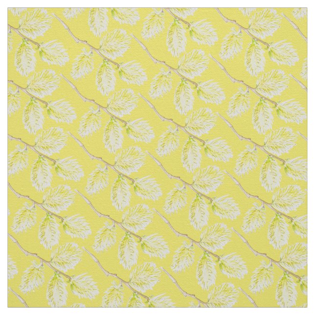 Spring yellow willow catkins watercolor fabric (Swatch)
