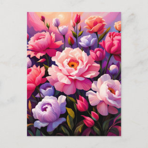 Spring Zen Sunrise Pink Blossom Garden  Holiday Postcard