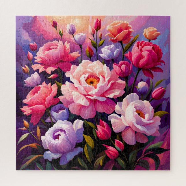 Spring Zen Sunrise Pink Blossom Garden  Jigsaw Puzzle (Vertical)