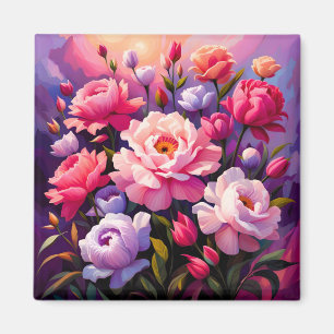 Spring Zen Sunrise Pink Blossom Garden  Magnet