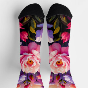 Spring Zen Sunrise Pink Blossom Garden Socks