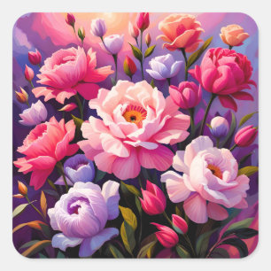 Spring Zen Sunrise Pink Blossom Garden  Square Sticker