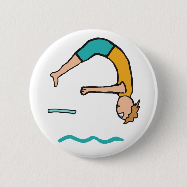 Springboard Diving 2 Inch Round Button (Front)
