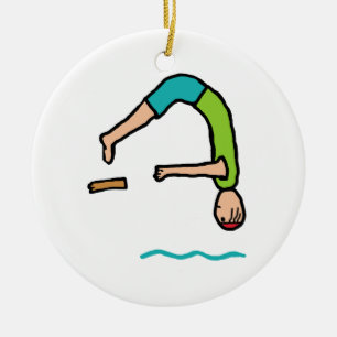 Springboard Diving Ceramic Ornament