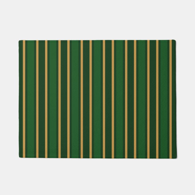 Springbok green and gold candy stripes doormat (Front)