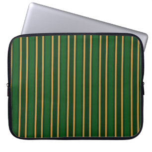 Springbok green and gold candy stripes laptop sleeve