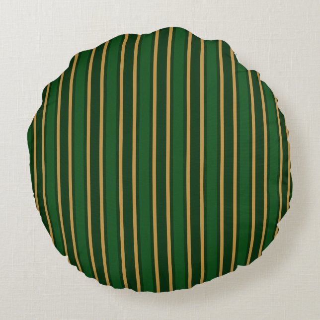 Springbok green and gold candy stripes round pillow (Back)