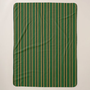 Springbok green and gold candy stripes sherpa blanket