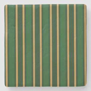 Springbok green and gold candy stripes stone coaster