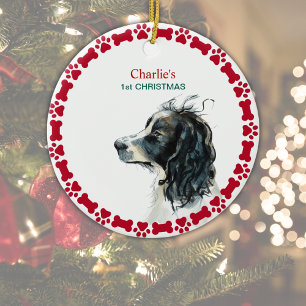 Springer Spaniel 1st Christmas Personalized Ceramic Ornament
