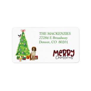 Springer Spaniel and Christmas Tree Return Address Label
