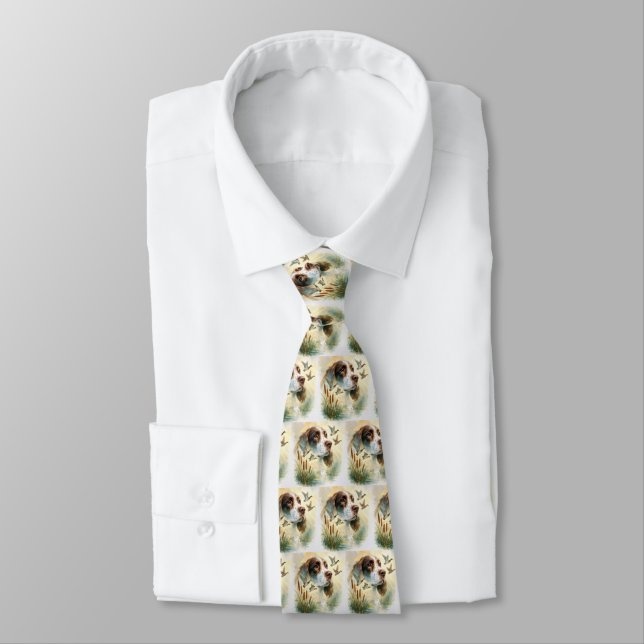 Springer Spaniel and Mallard Duck Double Exposure Tie (Tied)
