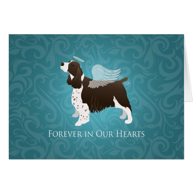 Springer Spaniel Angel Pet Memorial Sympathy Card (Front Horizontal)