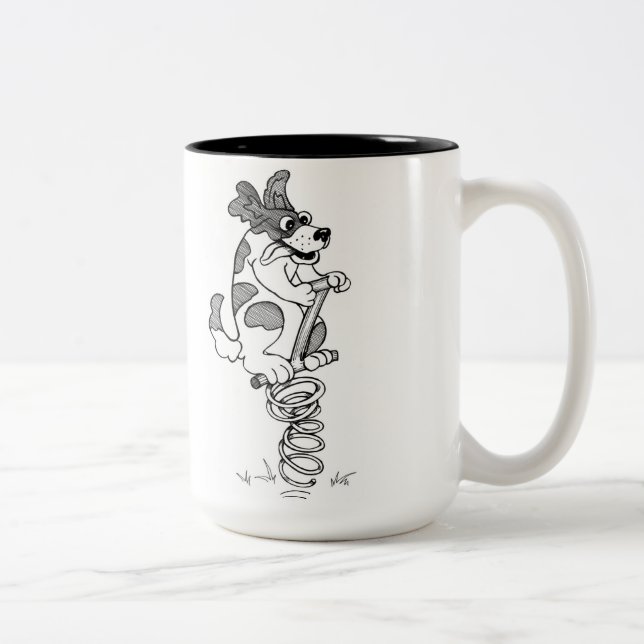 Springer Spaniel black & white Two-Tone Coffee Mug (Right)