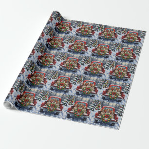 Springer Spaniel Christmas Red Truck Holiday Wrapping Paper